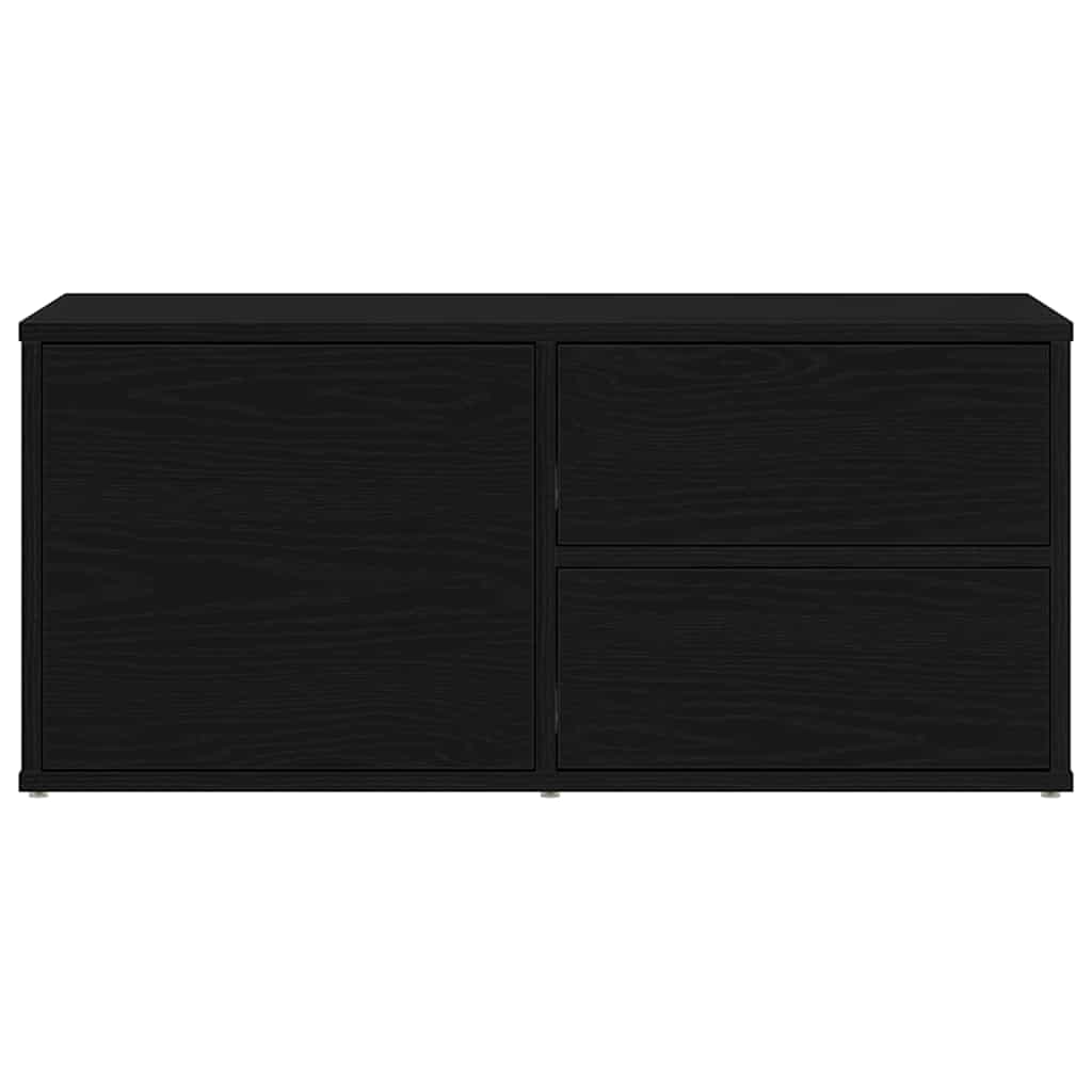 TV-skab med skuffe Sort eg 80 x 34 x 36 cm Konstrueret træ