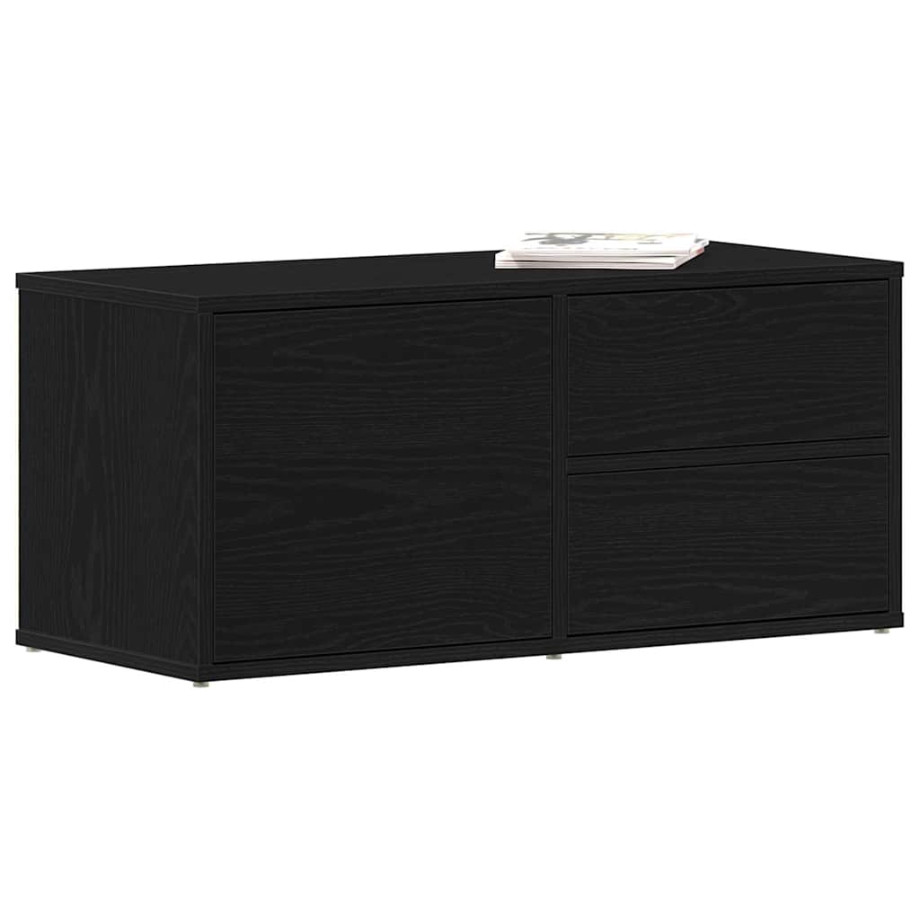 TV-skab med skuffe Sort eg 80 x 34 x 36 cm Konstrueret træ