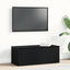 TV-skab med skuffe Sort eg 80x34x30 cm Konstrueret træ