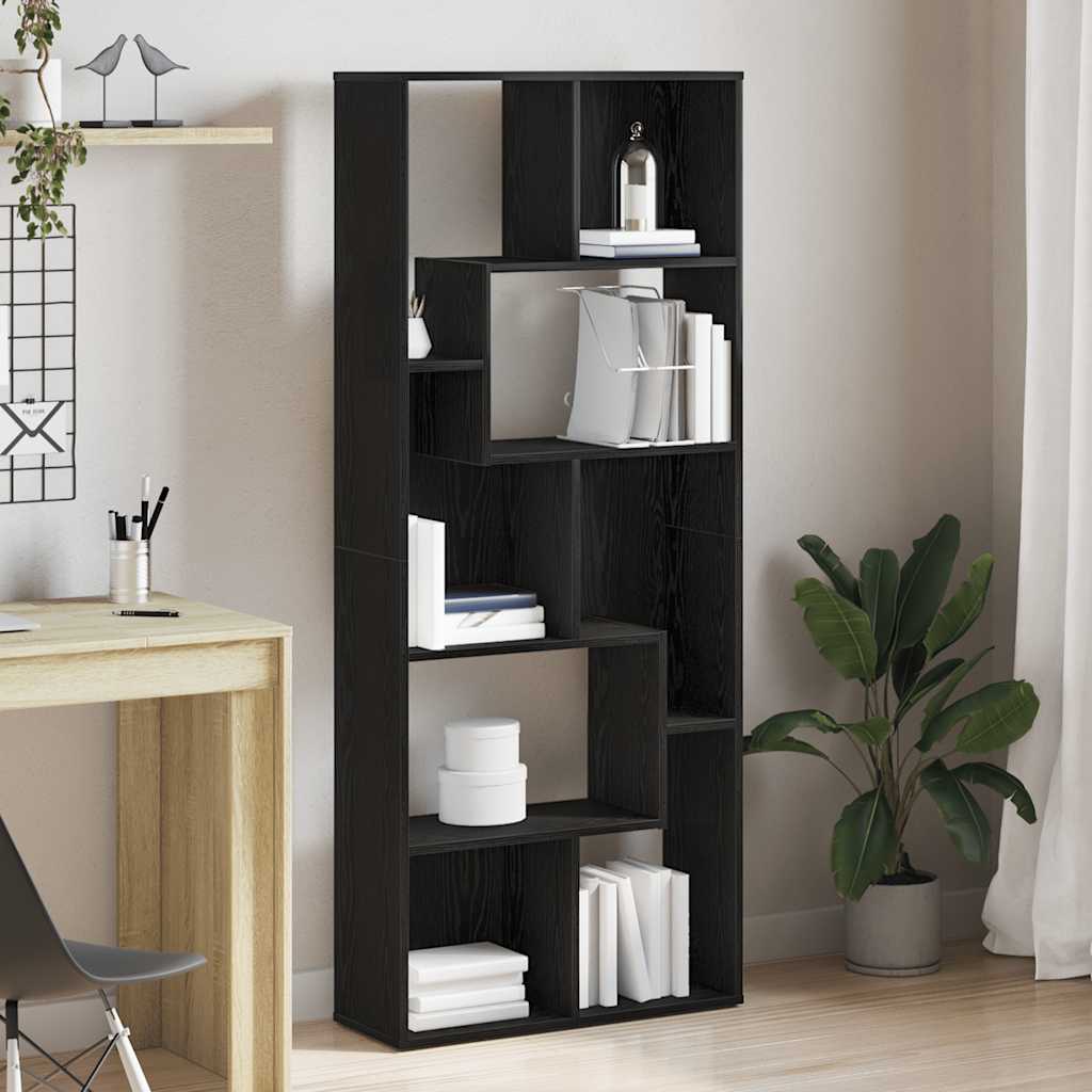 bogreol 67x24x161 cm konstrueret træ sort egetræsfarve