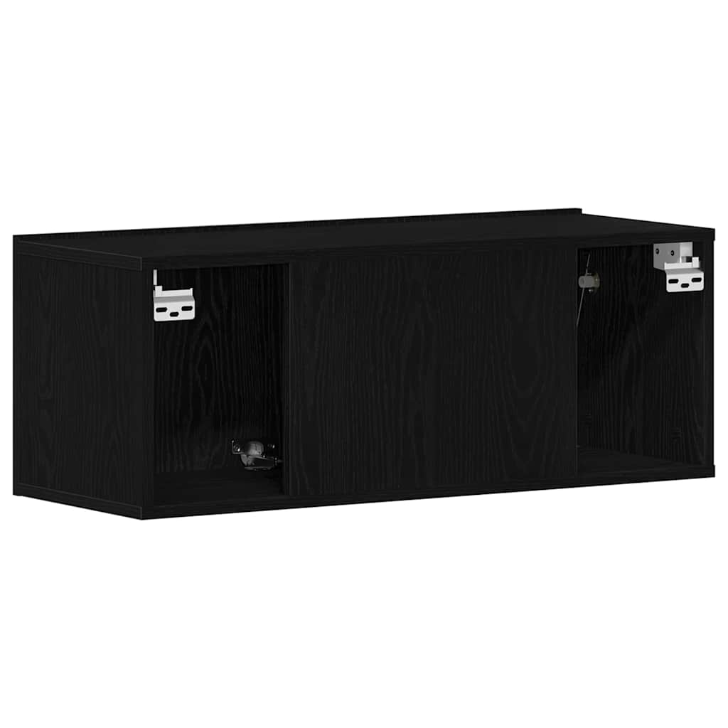 TV-skab Vægmonteret Sort eg 80 x 30 x 30 cm Konstrueret træ