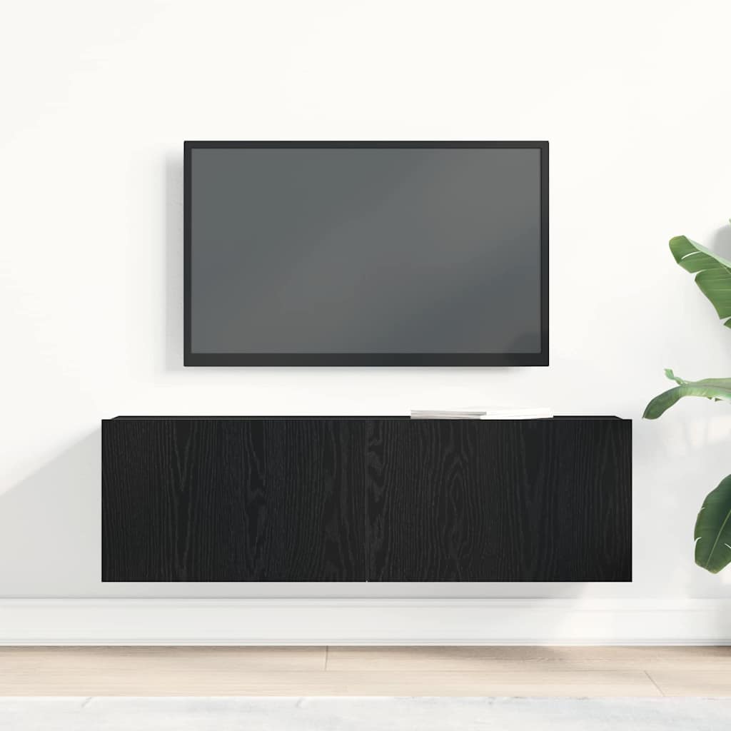 TV-skab Vægmonteret Sort eg 100 x 30 x 30 cm Konstrueret træ