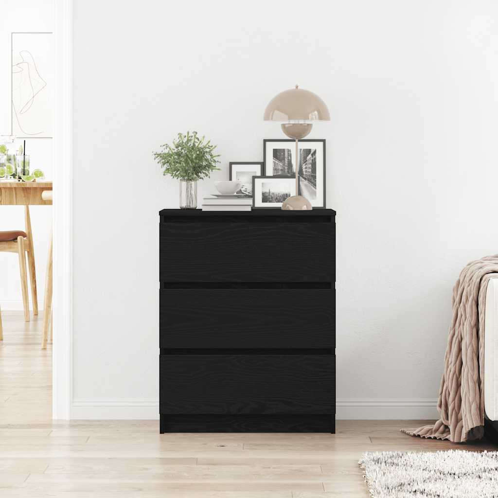 skænk 60x35x76 cm konstrueret træ sort egetræsfarve