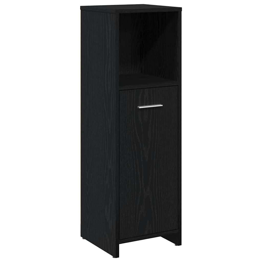 badeværelsesskab sort egetræ 30x30x95 cm konstrueret træ