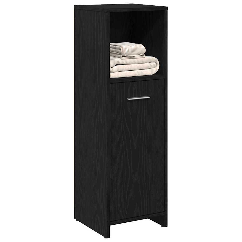 badeværelsesskab sort egetræ 30x30x95 cm konstrueret træ