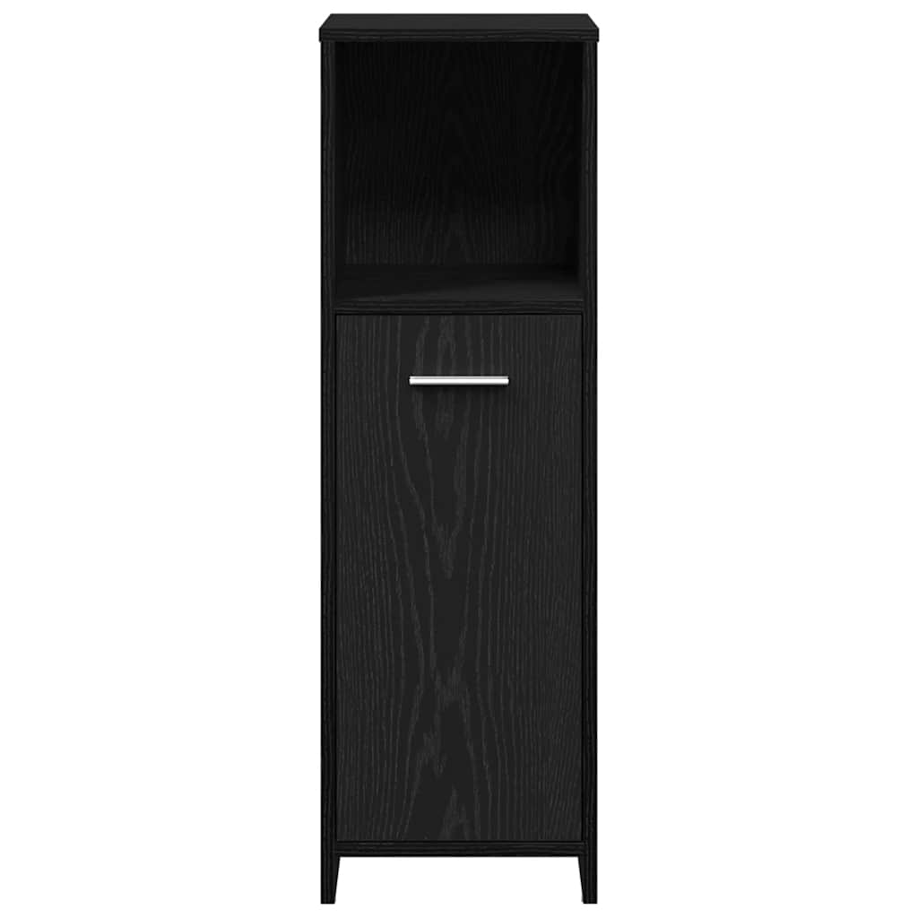 badeværelsesskab sort egetræ 30x30x95 cm konstrueret træ