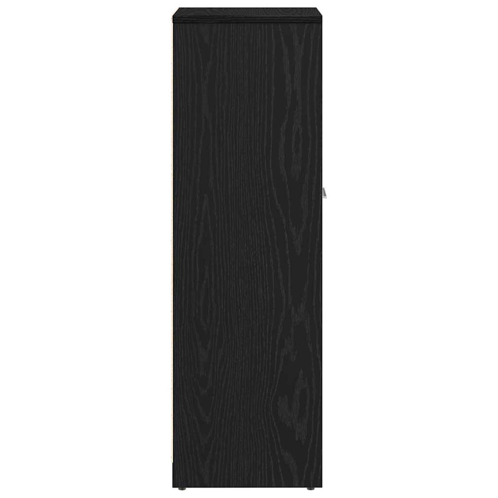 badeværelsesskab sort egetræ 30x30x95 cm konstrueret træ