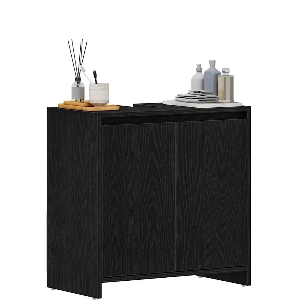 badeværelsesskab 60x33x60 cm konstrueret træ sort egetræ