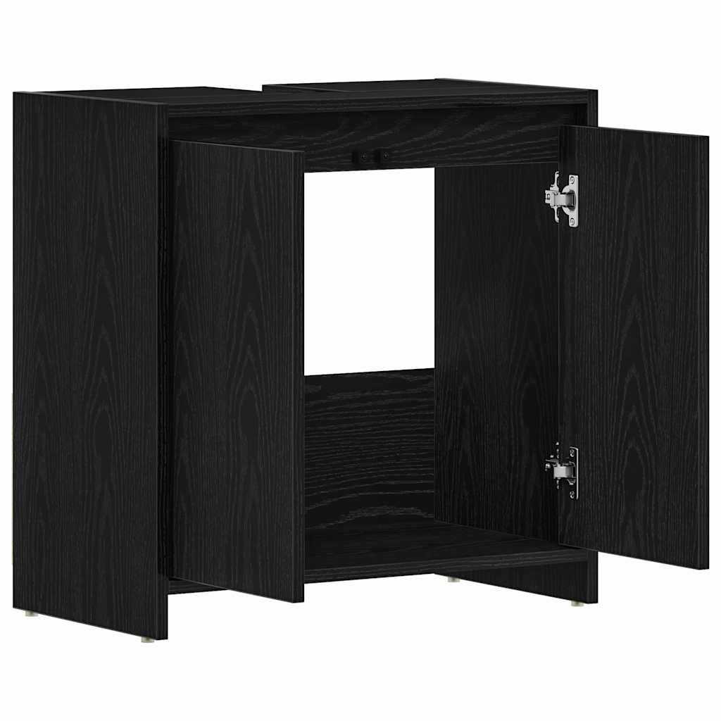badeværelsesskab 60x33x60 cm konstrueret træ sort egetræ