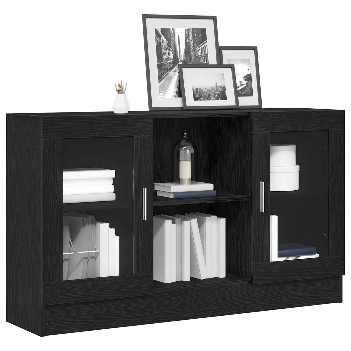 Sideboard Sort eg 120 x 30,5 x 70 cm Konstrueret træ