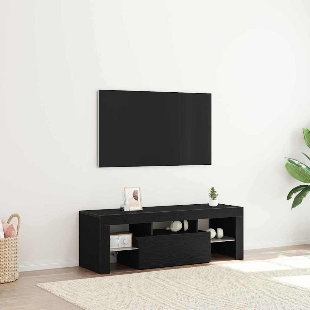 TV-skab med skuffe Sort eg 120 x 35 x 40 cm Konstrueret træ
