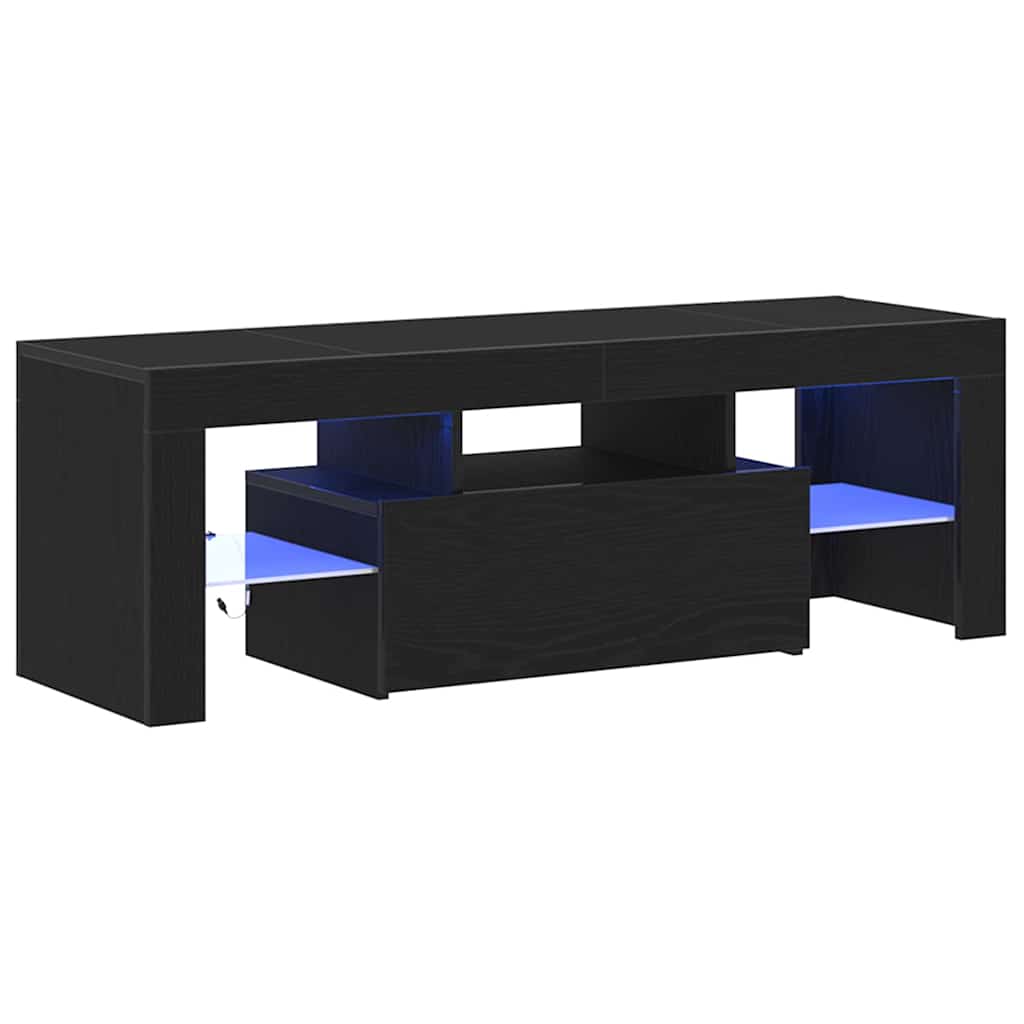 TV-skab med skuffe Sort eg 120 x 35 x 40 cm Konstrueret træ