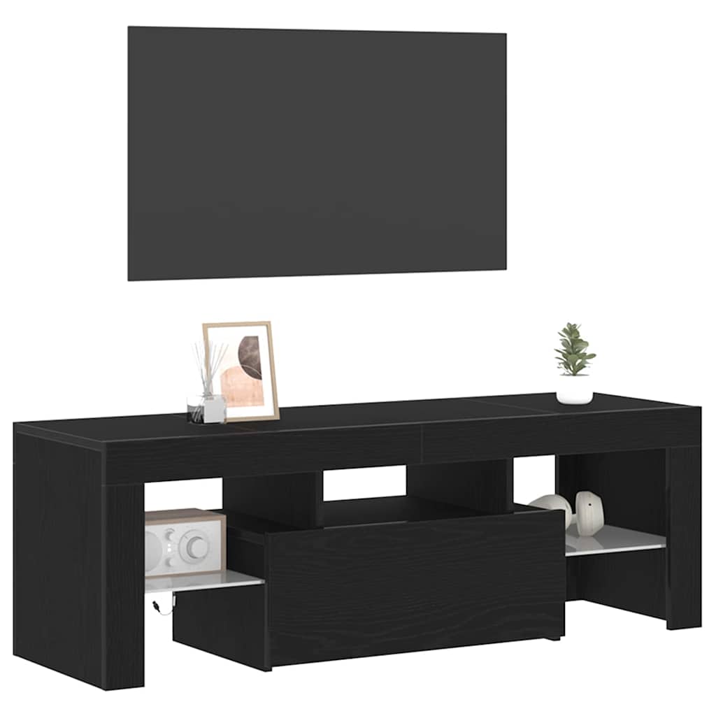 TV-skab med skuffe Sort eg 120 x 35 x 40 cm Konstrueret træ