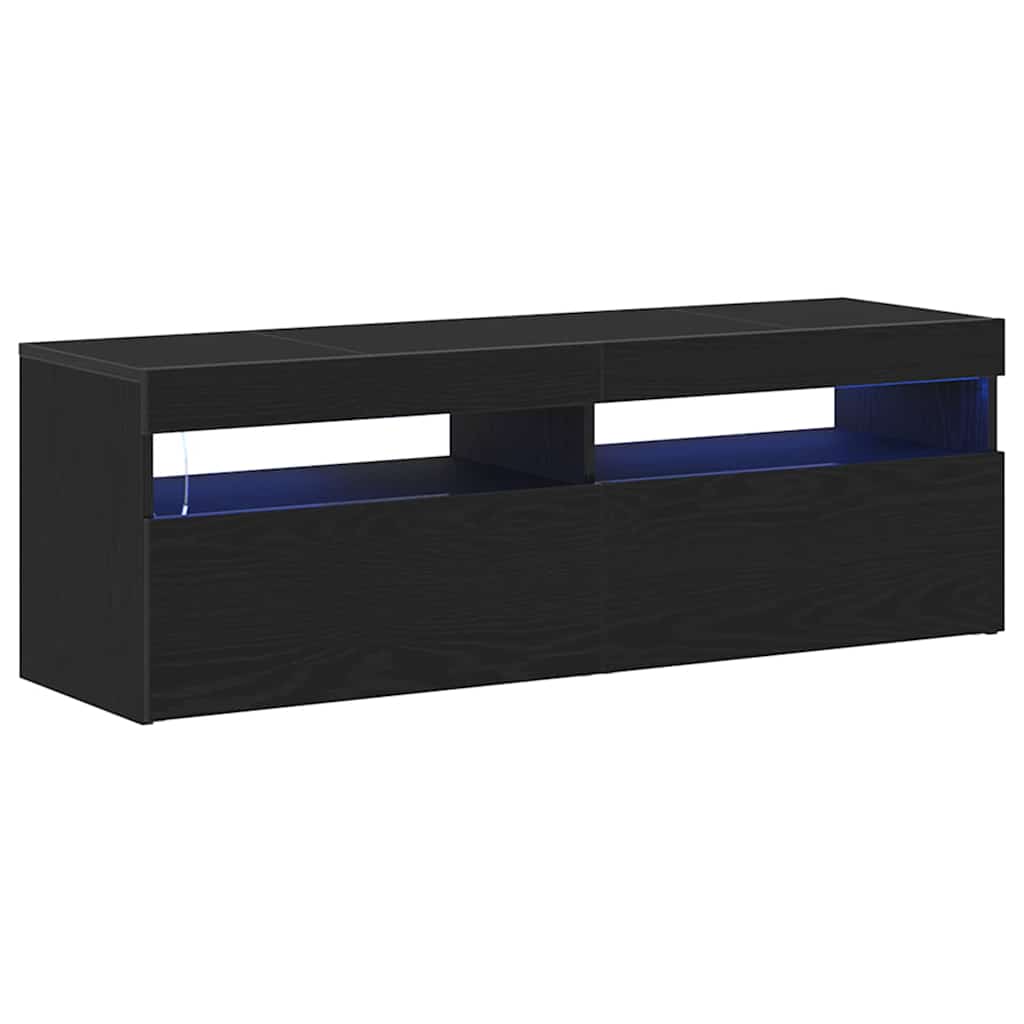 TV-skab med LED Sort eg 120 x 35 x 40 cm Konstrueret træ