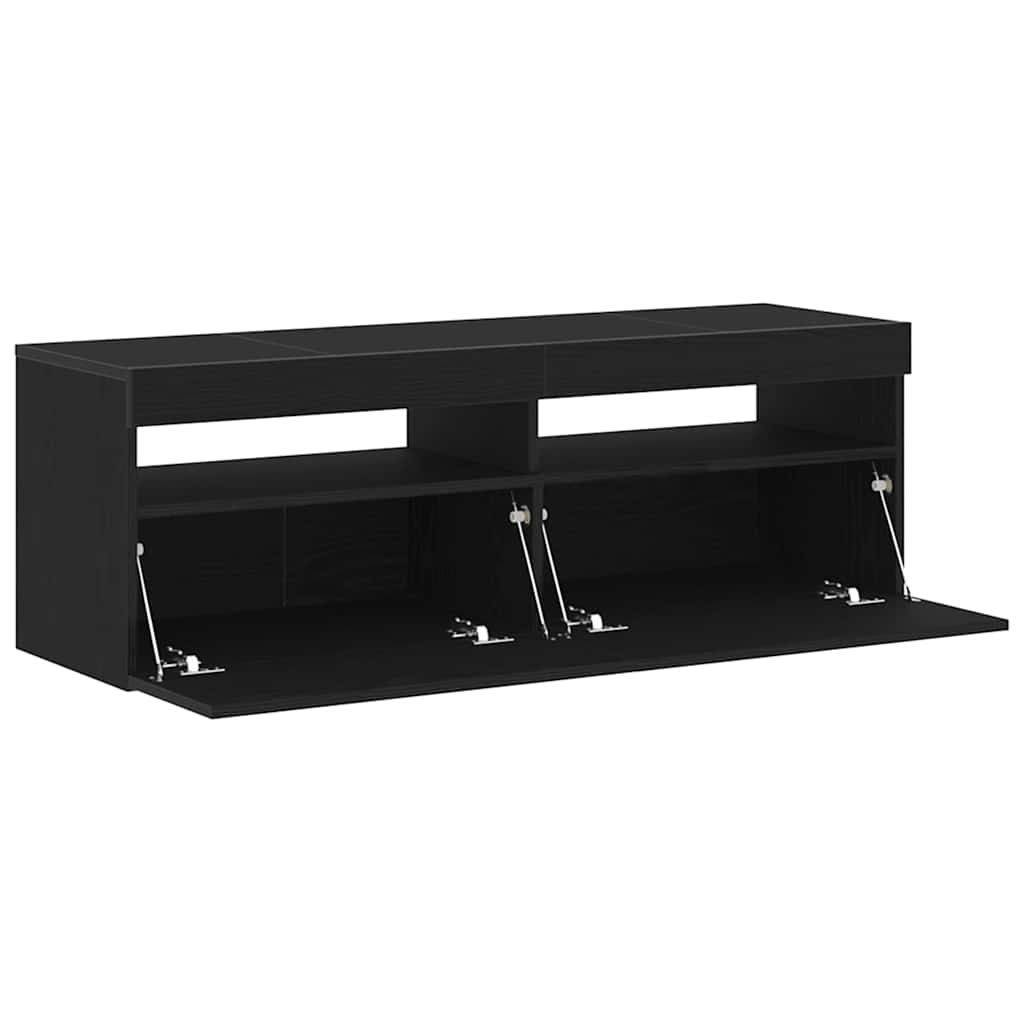 TV-skab med LED Sort eg 120 x 35 x 40 cm Konstrueret træ