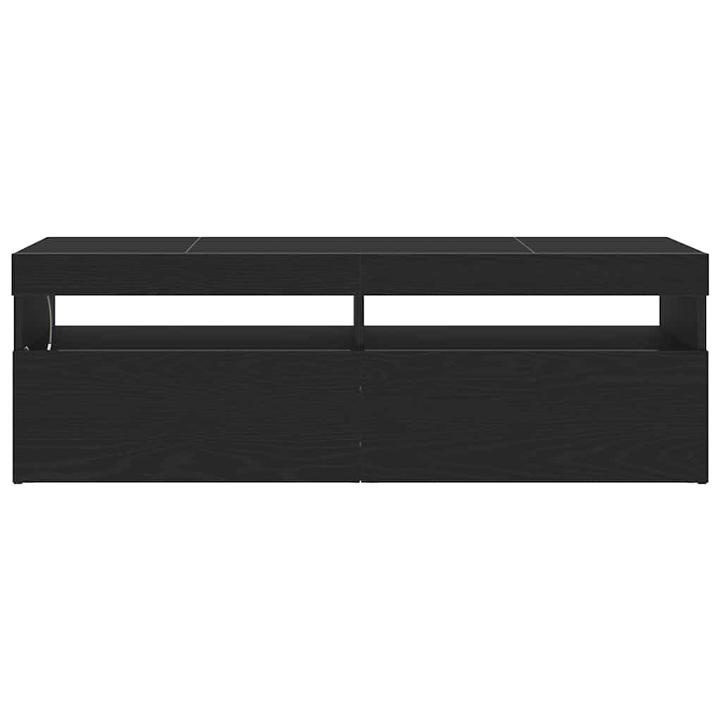TV-skab med LED Sort eg 120 x 35 x 40 cm Konstrueret træ