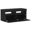 TV-skab med LED Sort eg 90 x 35 x 40 cm Konstrueret træ