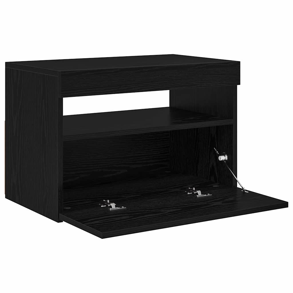 TV-skab med LED Sort eg 60 x 35 x 40 cm Konstrueret træ