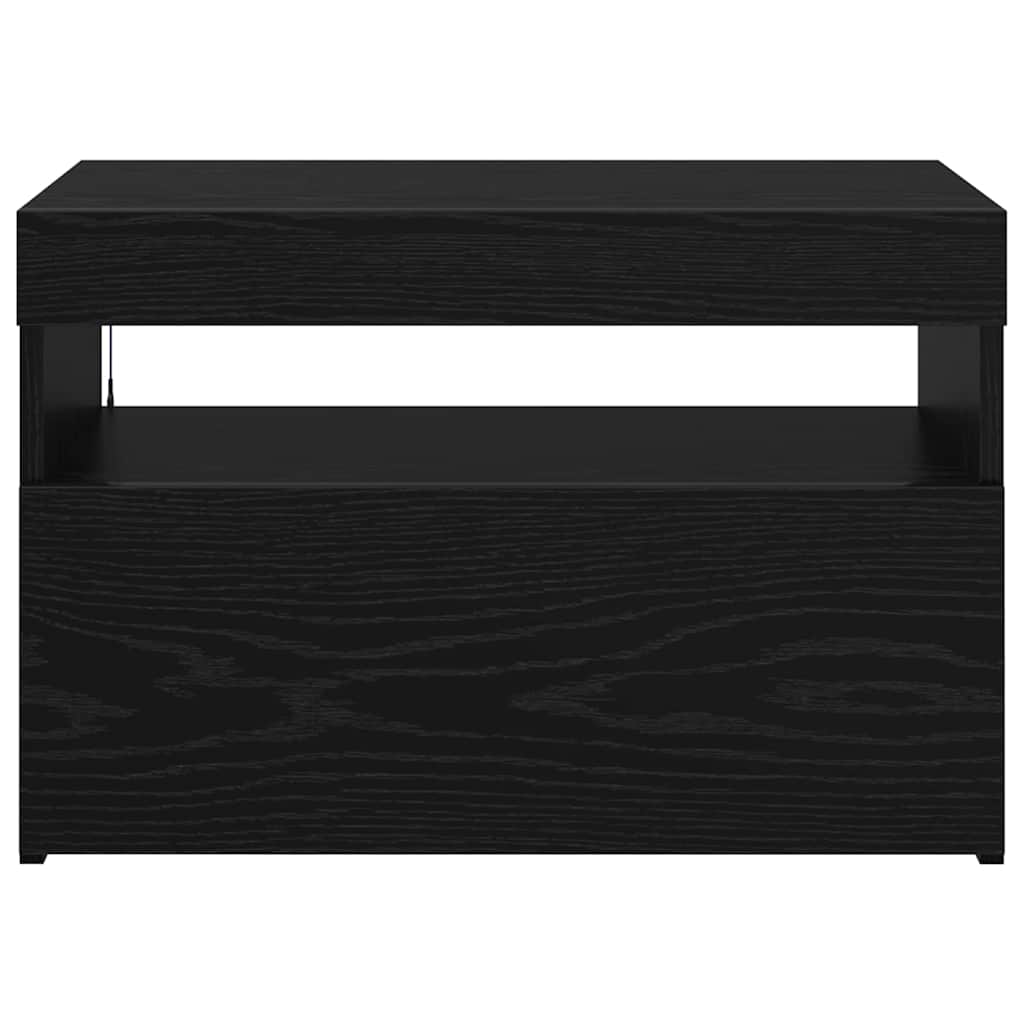 TV-skab med LED Sort eg 60 x 35 x 40 cm Konstrueret træ