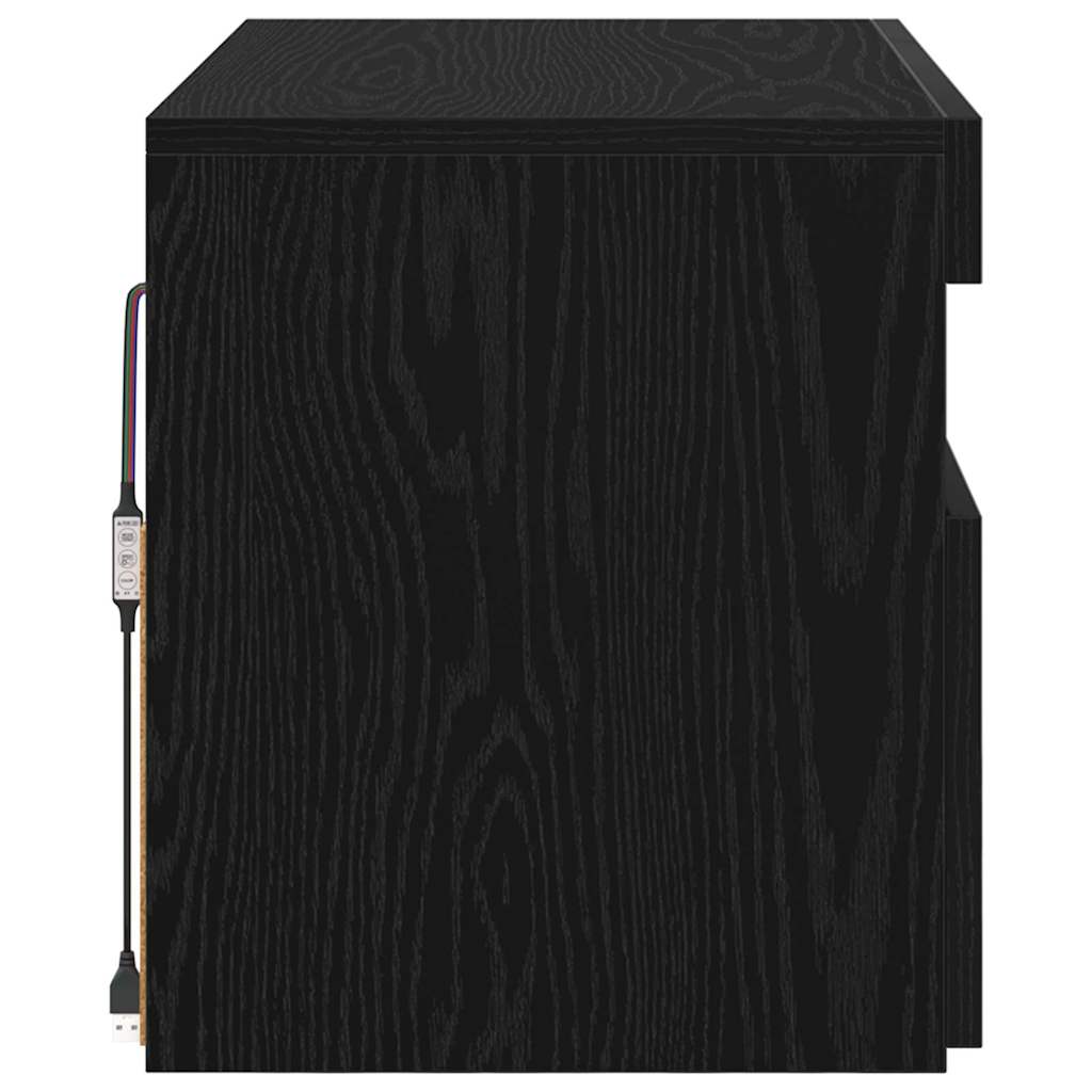 TV-skab med LED Sort eg 60 x 35 x 40 cm Konstrueret træ