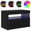 TV-skab med LED Sort eg 60 x 35 x 40 cm Konstrueret træ