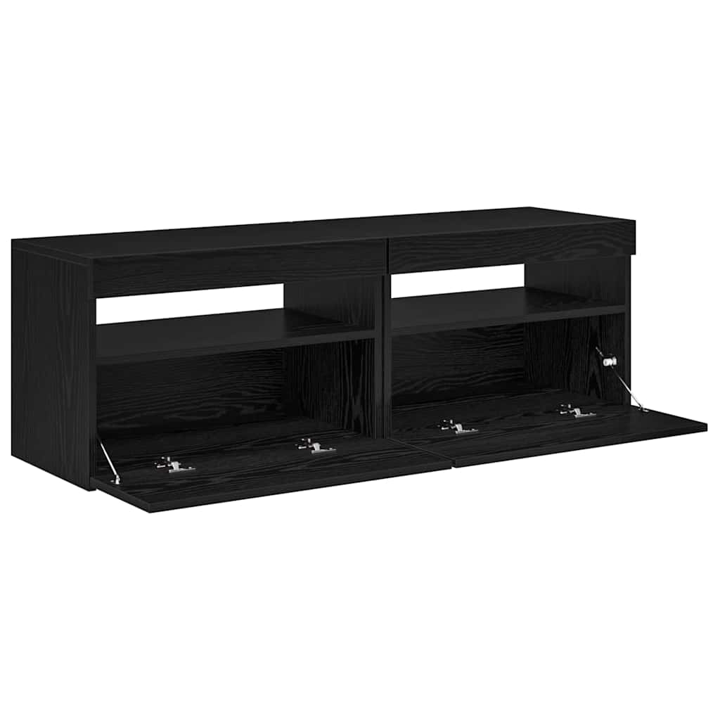 TV-skab med LED 2 pcs Sort eg 60 x 35 x 40 cm Konstrueret træ