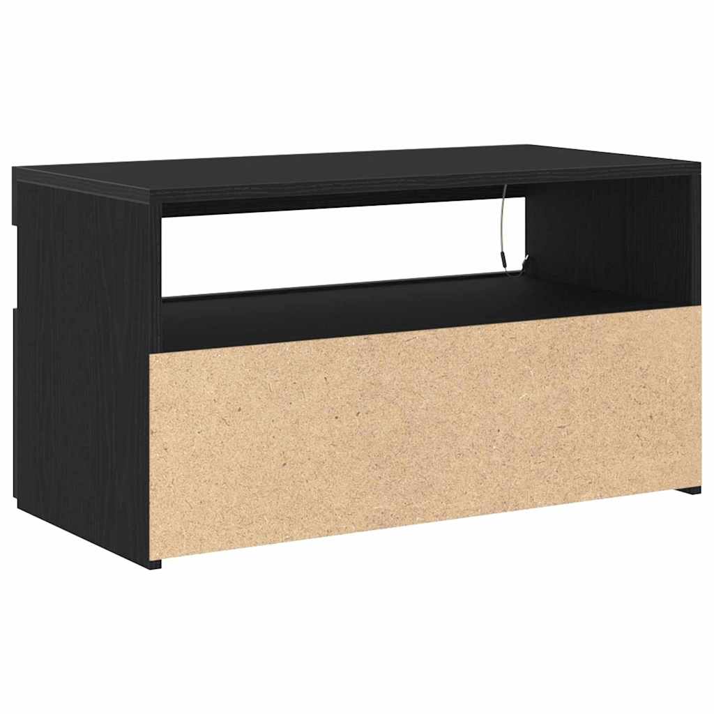 TV-skab med LED Sort eg 75 x 35 x 40 cm Konstrueret træ