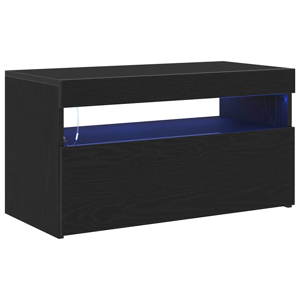 TV-skab med LED 2 pcs Sort eg 75 x 35 x 40 cm Konstrueret træ