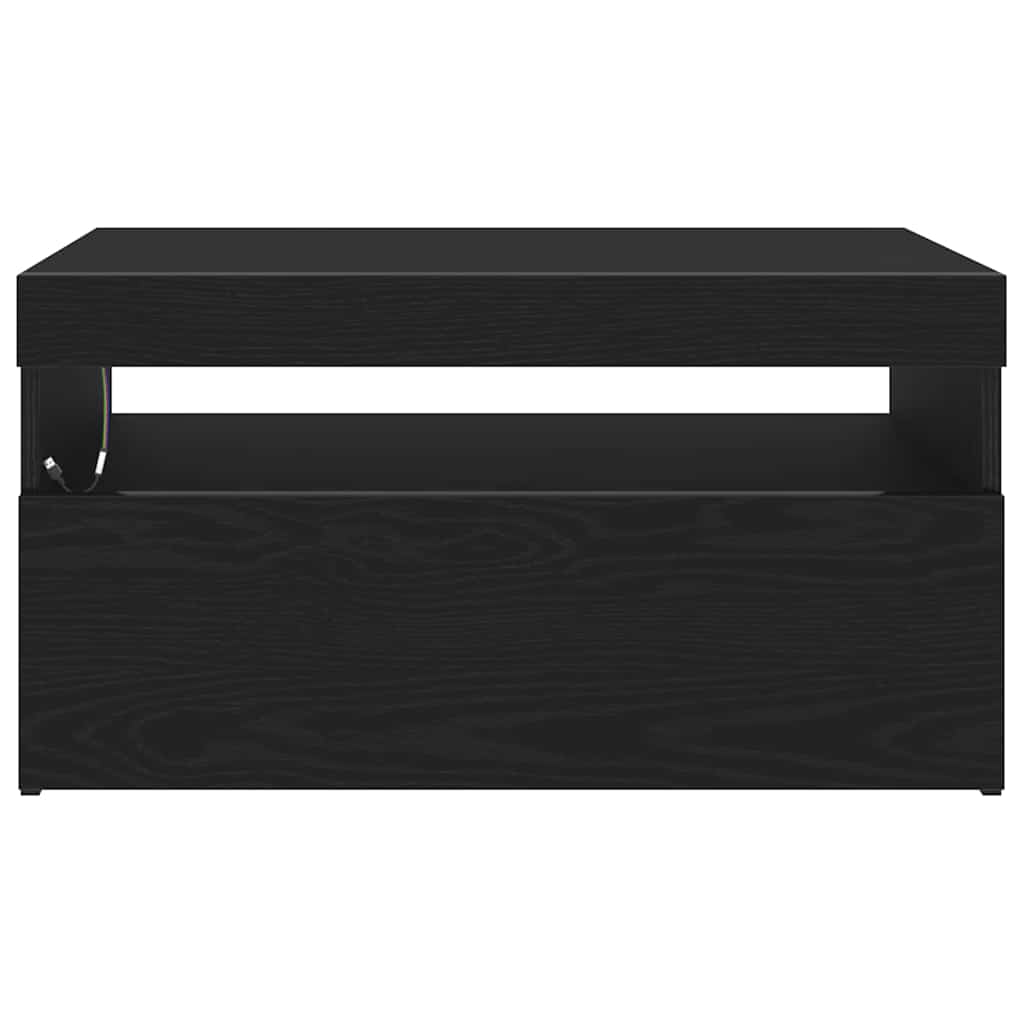 TV-skab med LED 2 pcs Sort eg 75 x 35 x 40 cm Konstrueret træ