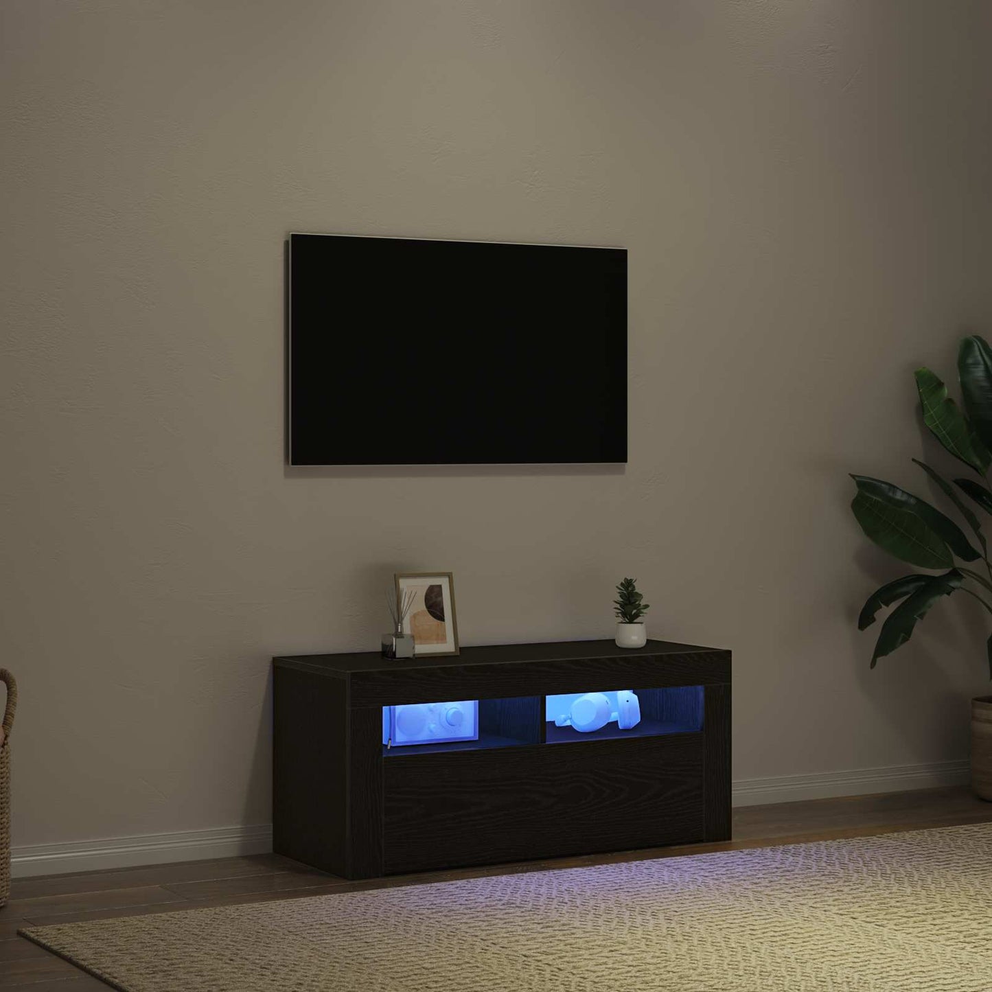 TV-skab Sort eg 90 x 35 x 40 cm Konstrueret træ
