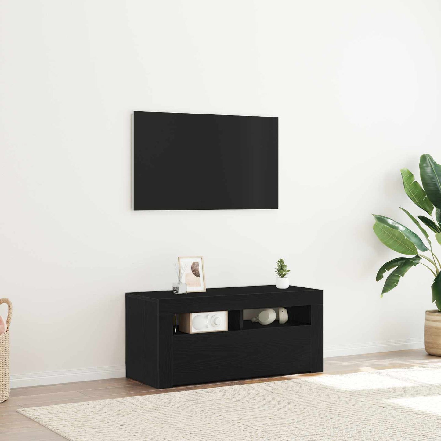 TV-skab Sort eg 90 x 35 x 40 cm Konstrueret træ