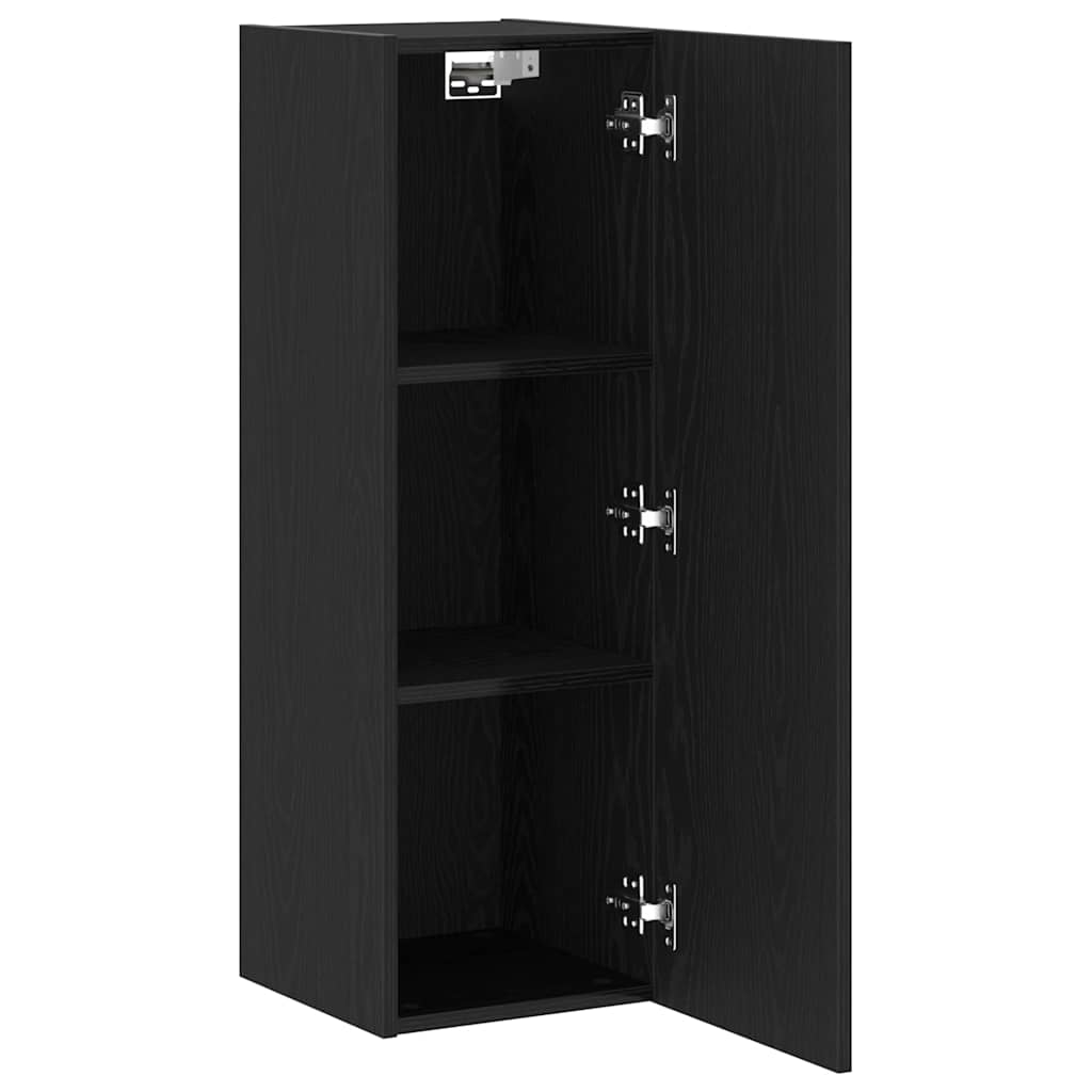 Væg TV Skab 2 pcs Sort eg 30,5 x 28,5 x 90 cm Konstrueret træ