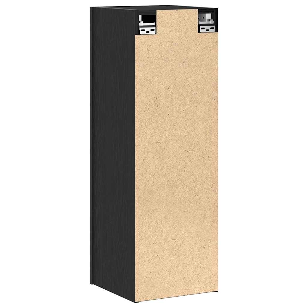 Væg TV Skab 2 pcs Sort eg 30,5 x 28,5 x 90 cm Konstrueret træ