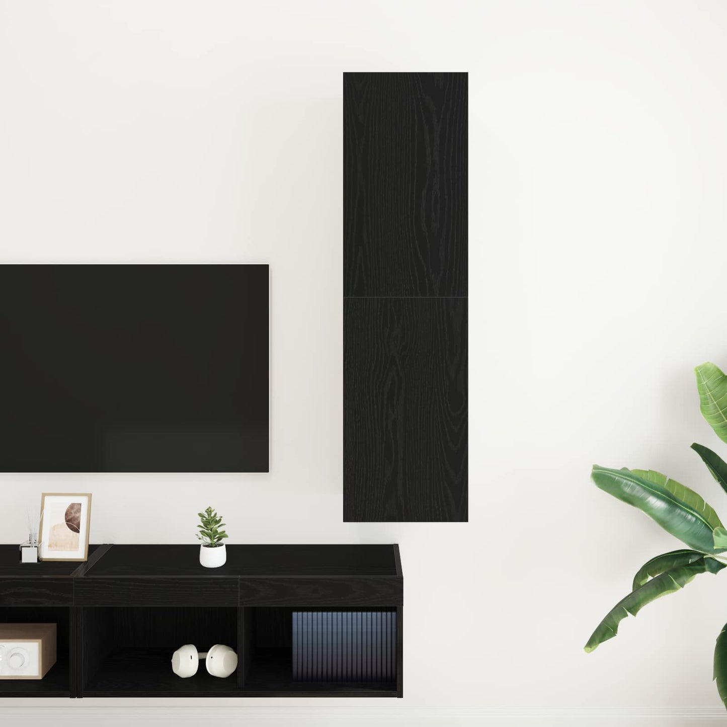 Væg TV Skab Sort eg 30,5 x 30 x 110 cm Konstrueret træ