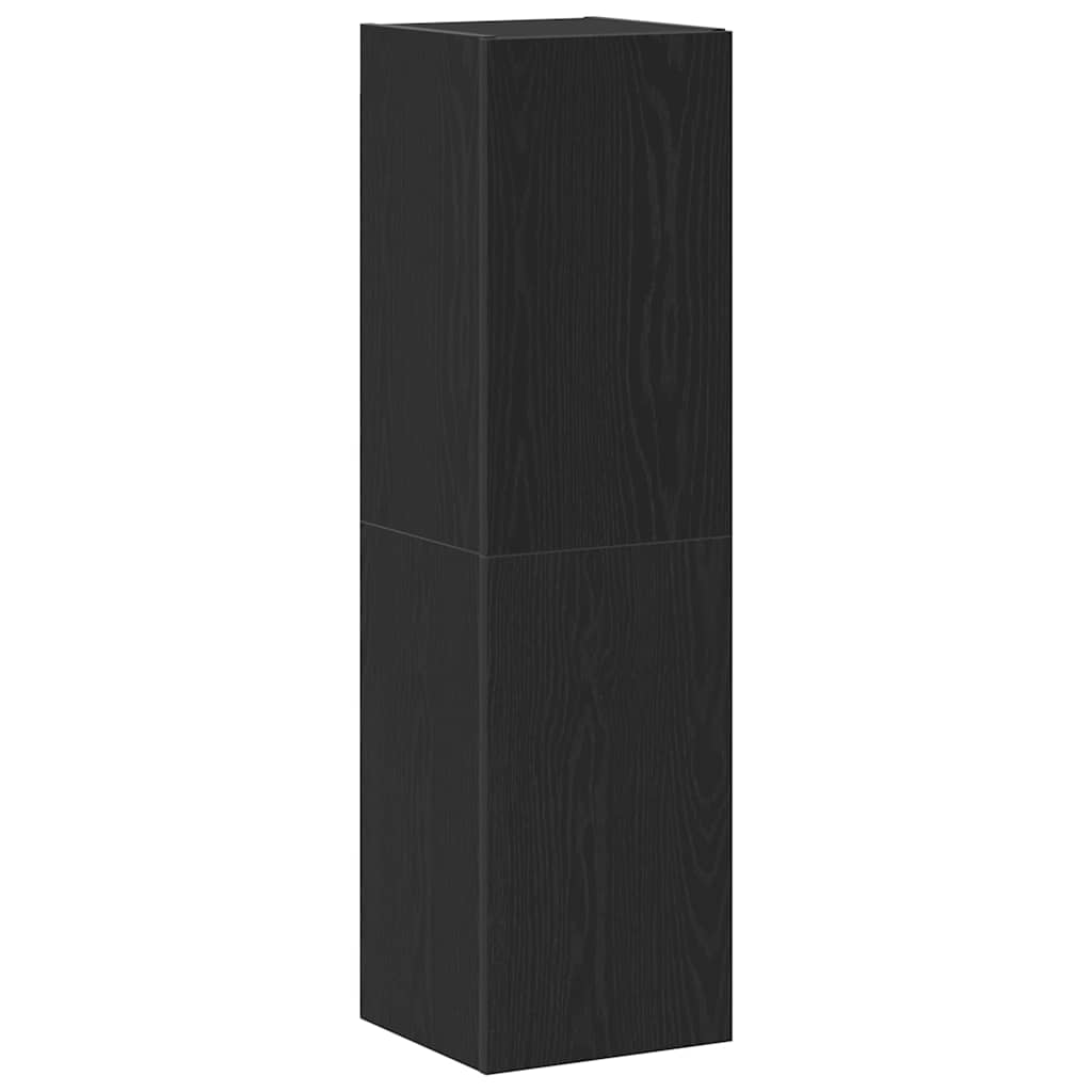 Væg TV Skab Sort eg 30,5 x 30 x 110 cm Konstrueret træ
