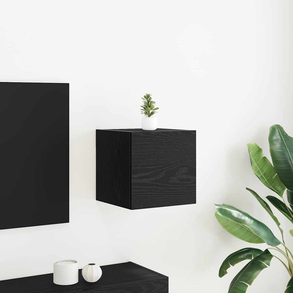 Vægmonteret TV Skab Sort eg 30,5 x 30 x 30 cm Konstrueret træ