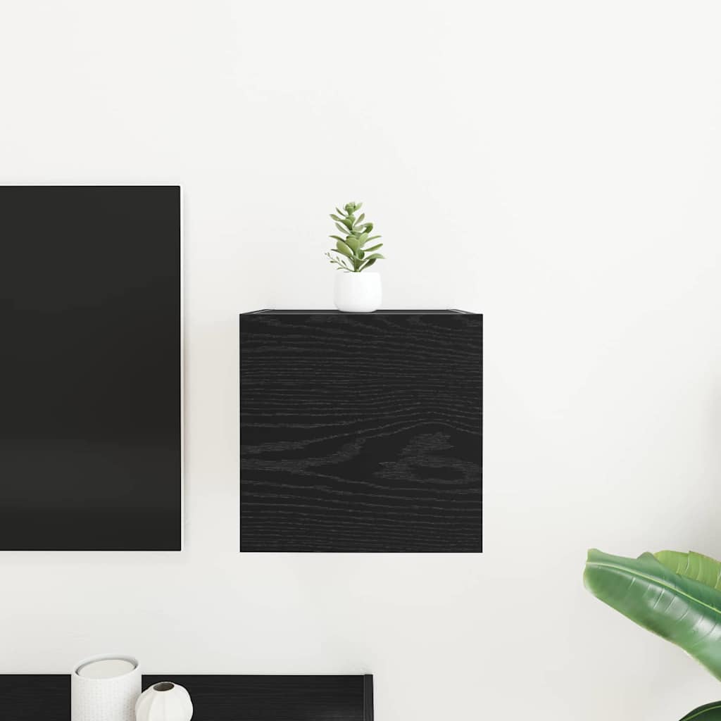Vægmonteret TV Skab Sort eg 30,5 x 30 x 30 cm Konstrueret træ
