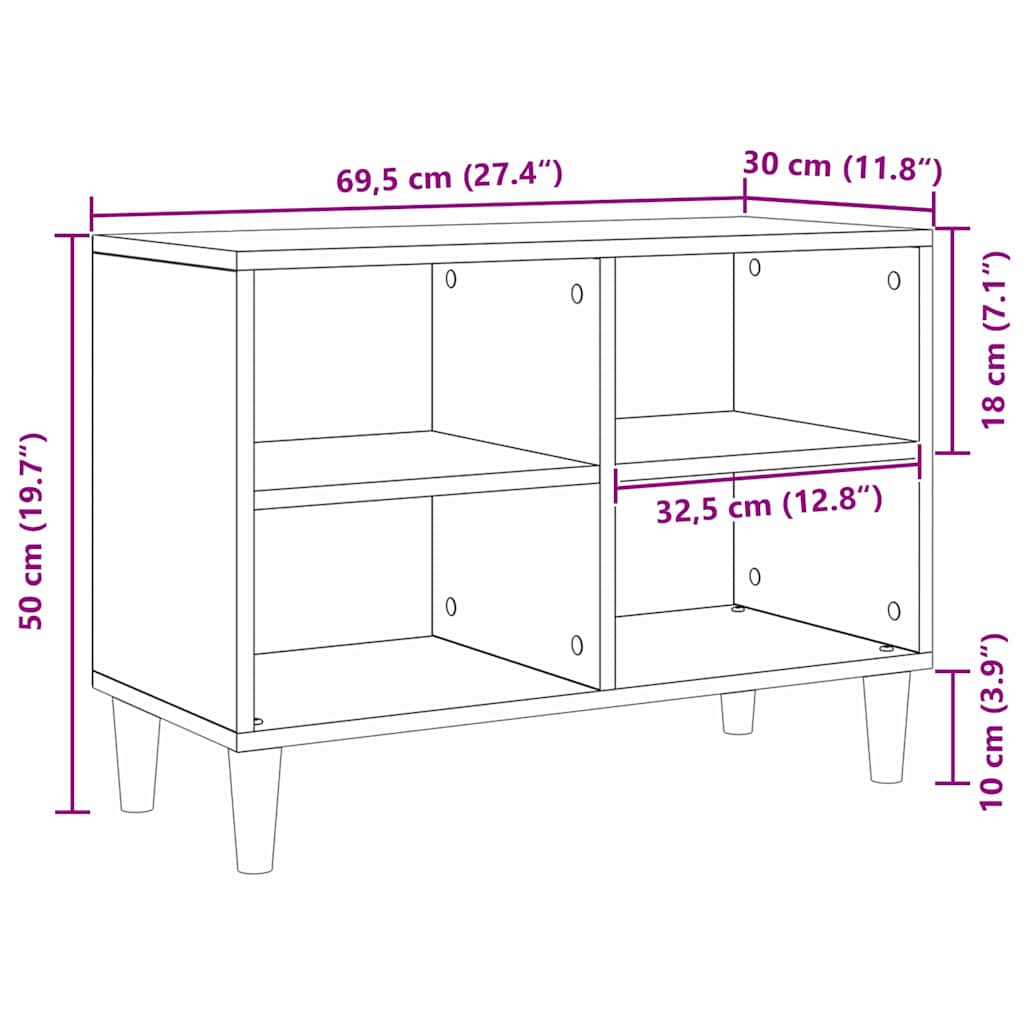 TV-skab Sort eg 69,5 x 30 x 50 cm Konstrueret træ
