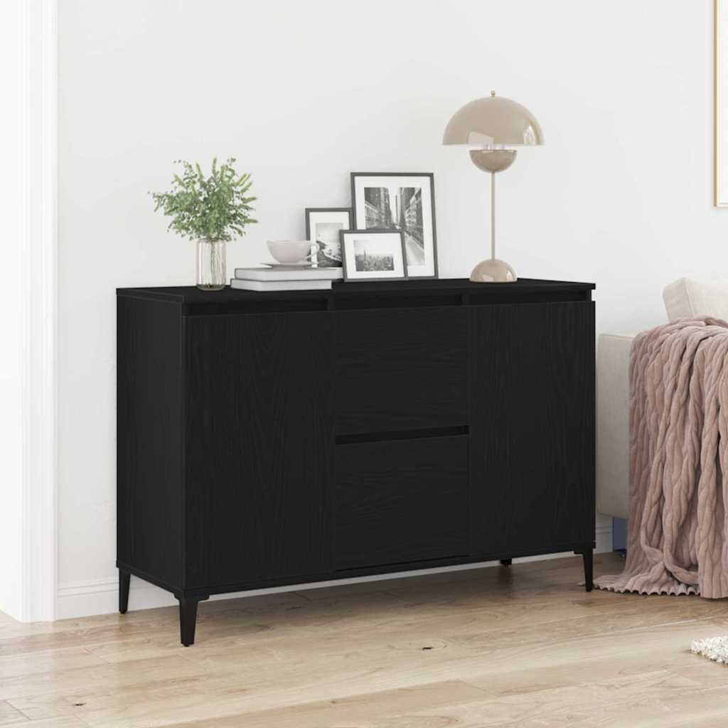Sideboard med skuffe Sort eg 104 x 35 x 70 cm Konstrueret træ