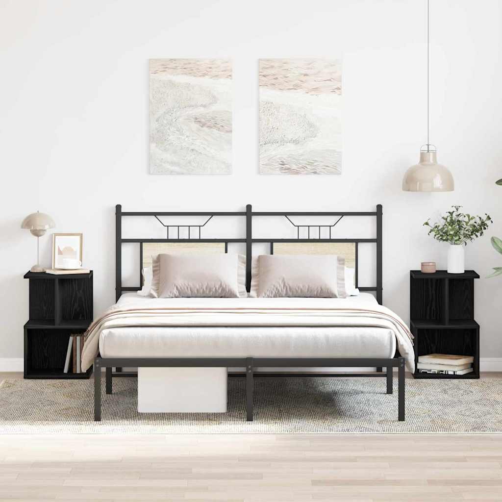 Natskab 2 pcs Sort eg 35 x 35 x 55 cm Konstrueret træ billede