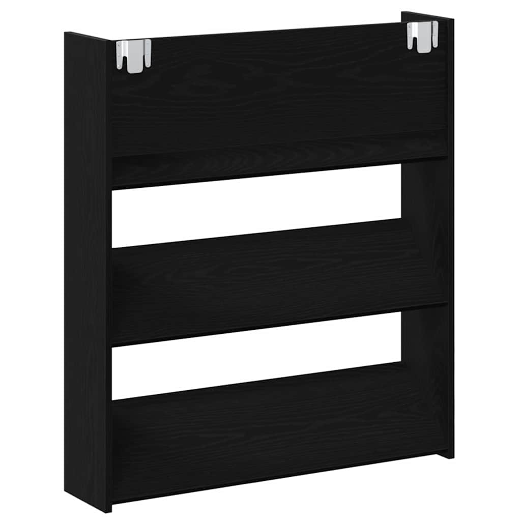 Sko skab 80 x 18 x 90 cm Konstrueret træ Sort eg