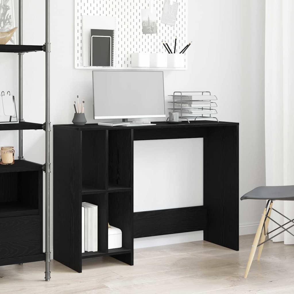 Skrivebord med hylder - sort eg, 102,5 × 35 × 75 cm, konstrueret træ