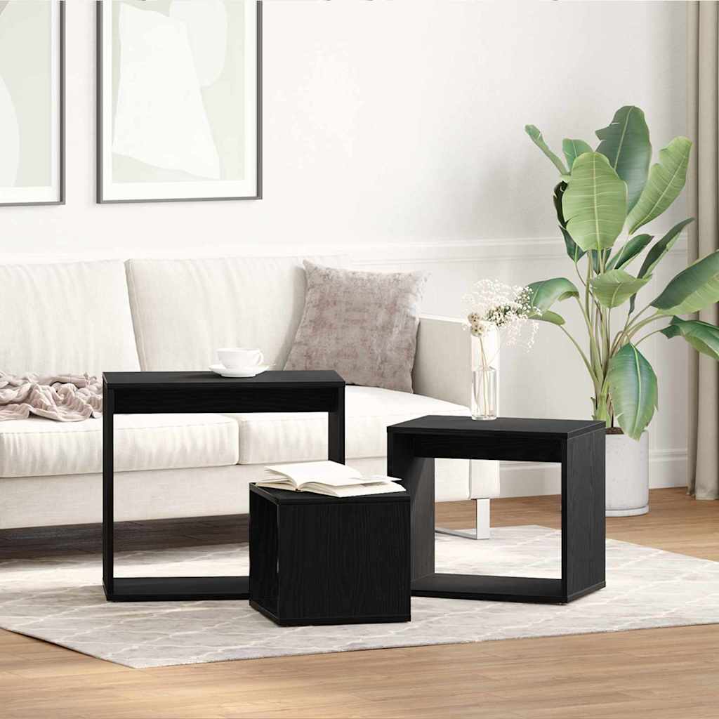 Nesting Bord 3 pcs Sort eg Konstrueret træ