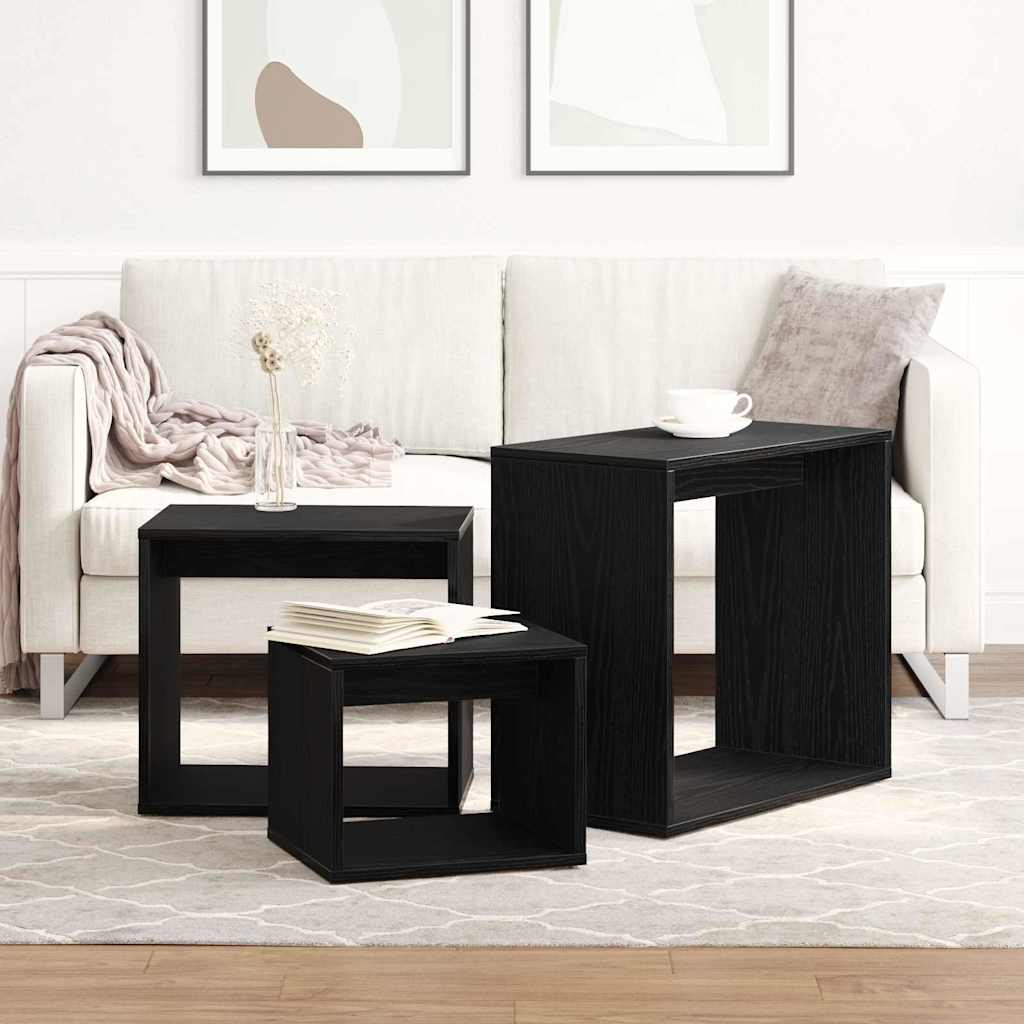 Nesting Bord 3 pcs Sort eg Konstrueret træ