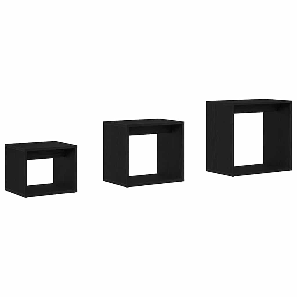 Nesting Bord 3 pcs Sort eg Konstrueret træ