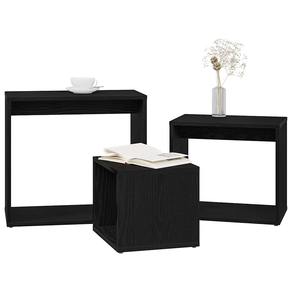 Nesting Bord 3 pcs Sort eg Konstrueret træ