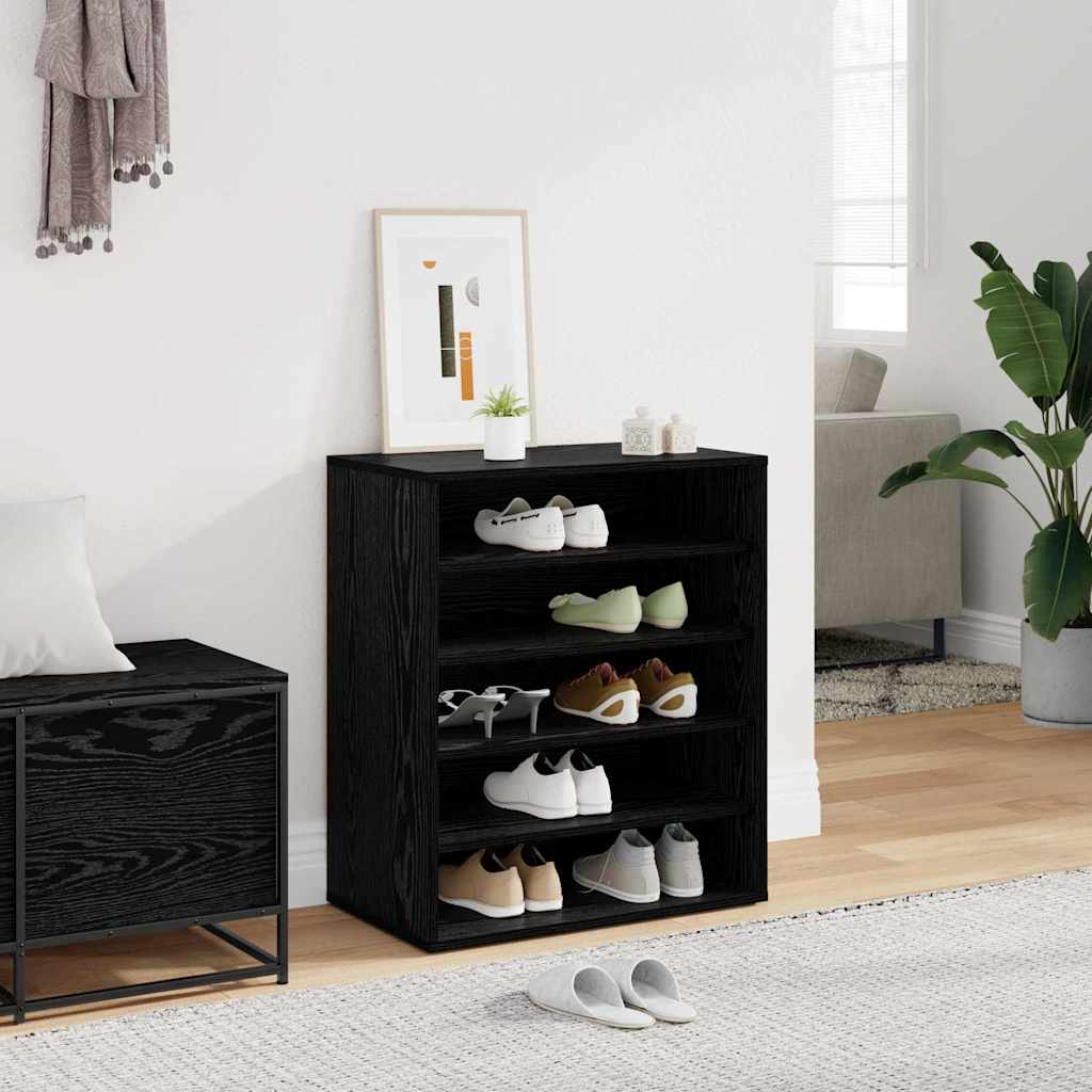 Sko skab med hylde Sort eg 60 x 35 x 70 cm Konstrueret træ