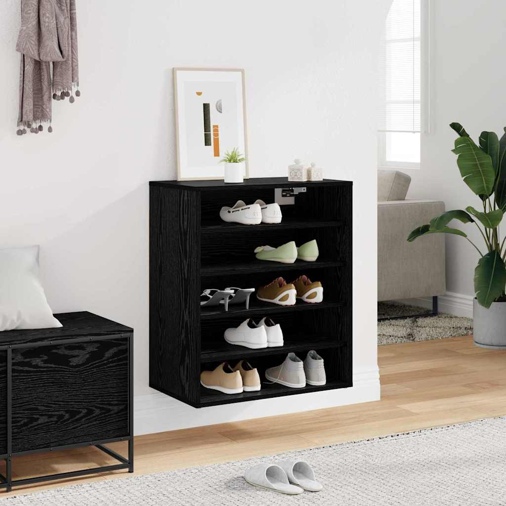 Sko skab med hylde Sort eg 60 x 35 x 70 cm Konstrueret træ