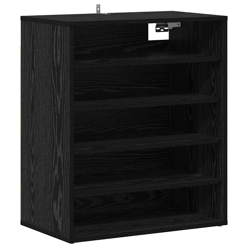 Sko skab med hylde Sort eg 60 x 35 x 70 cm Konstrueret træ
