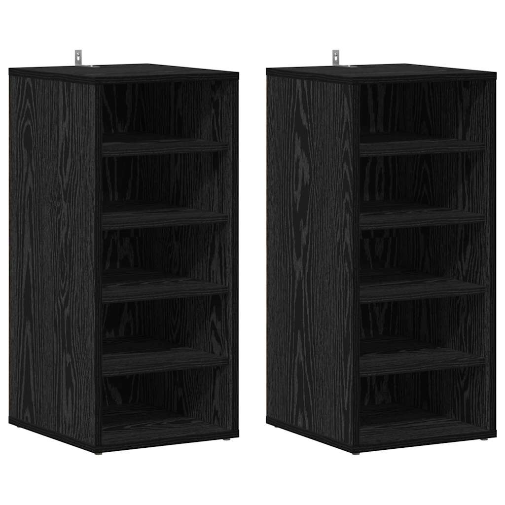 Sko skab 2 pcs Sort eg 32 x 35 x 70 cm Konstrueret træ